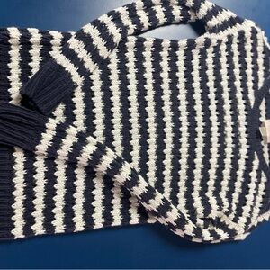 LOFT Navy and White Striped Sweater